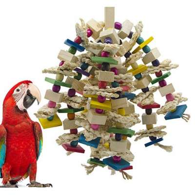 Colorful Bird Chew toy, corn bran Movable Wood Bird Cage Toys for chicken Parrot, Durable Bite Resistant play accessory