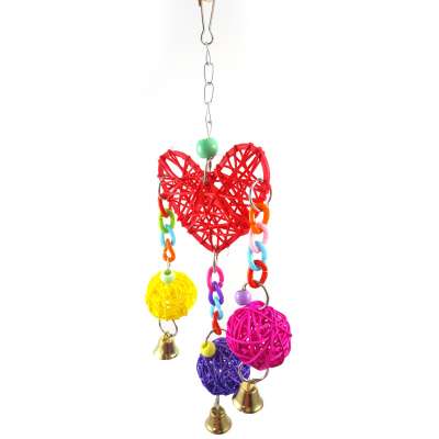 Colorful Bird Chew toy, Rattan peach heart Bird Cage Toys for chicken Parrot, Durable Bite Resistant play accessory